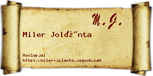 Miler Jolánta névjegykártya